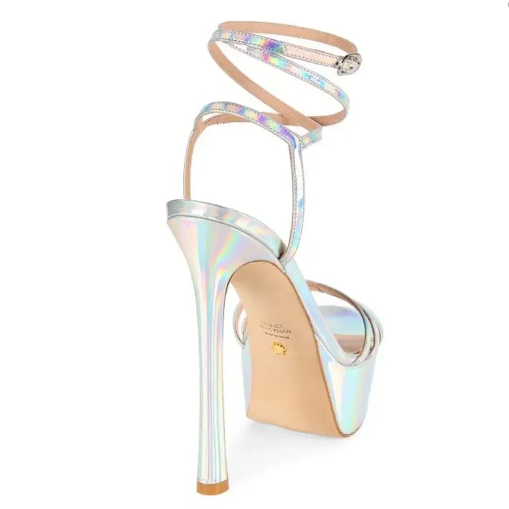 Stuart Weitzman Soiree Iridiscent Platform Sandals Size 9